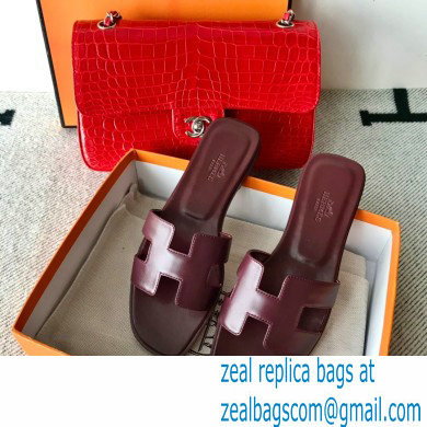 Hermes Oran Flat Sandals in Swift Box Calfskin 43