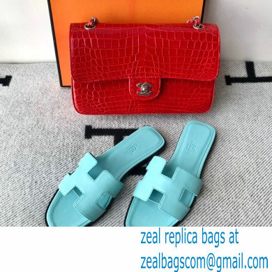 Hermes Oran Flat Sandals in Swift Box Calfskin 47