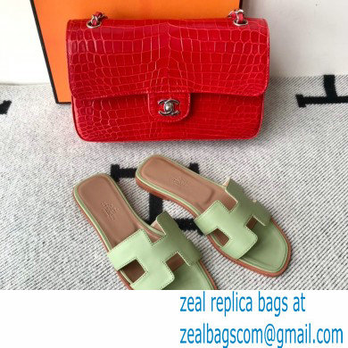 Hermes Oran Flat Sandals in Swift Box Calfskin 48