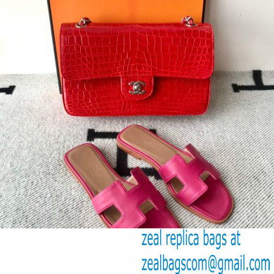 Hermes Oran Flat Sandals in Swift Box Calfskin 50