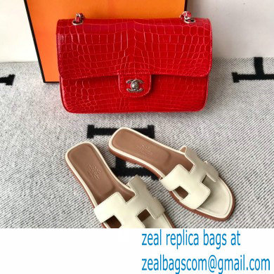 Hermes Oran Flat Sandals in Swift Box Calfskin 51