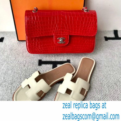 Hermes Oran Flat Sandals in Swift Box Calfskin 51