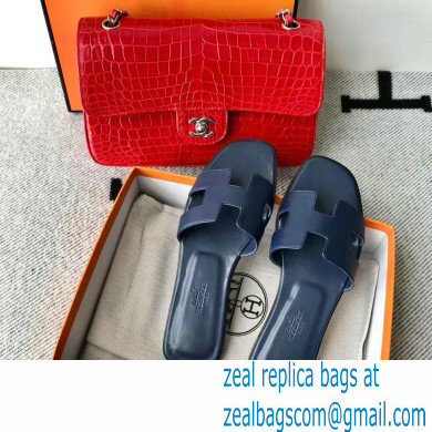 Hermes Oran Flat Sandals in Swift Box Calfskin 54