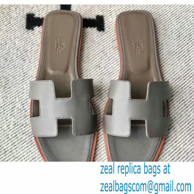 Hermes Oran Flat Sandals in Swift Box Calfskin 56