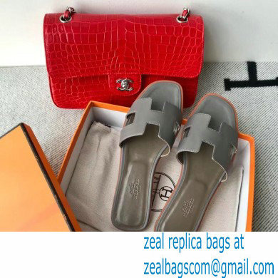 Hermes Oran Flat Sandals in Swift Box Calfskin 56