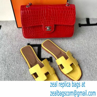 Hermes Oran Flat Sandals in Swift Box Calfskin 57