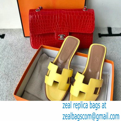 Hermes Oran Flat Sandals in Swift Box Calfskin 57