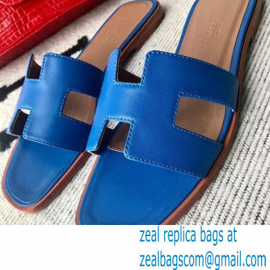 Hermes Oran Flat Sandals in Swift Box Calfskin 58