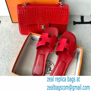 Hermes Oran Flat Sandals in Swift Box Calfskin 60