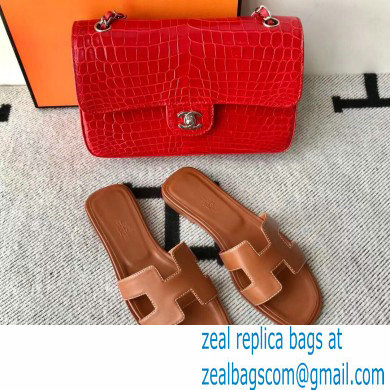 Hermes Oran Flat Sandals in Swift Box Calfskin 61