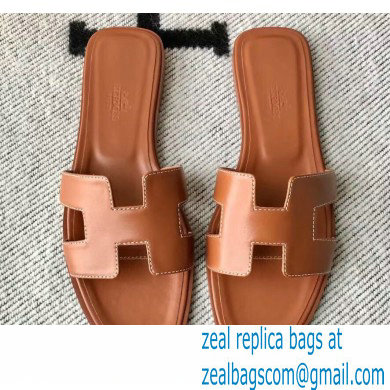 Hermes Oran Flat Sandals in Swift Box Calfskin 61