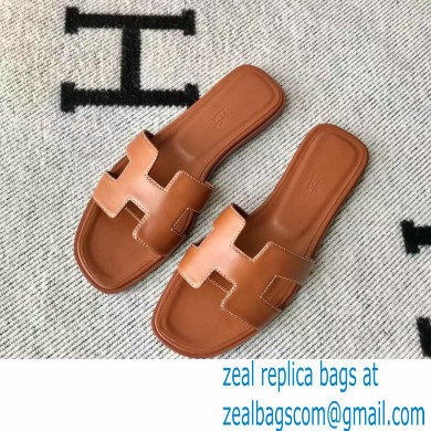 Hermes Oran Flat Sandals in Swift Box Calfskin 61