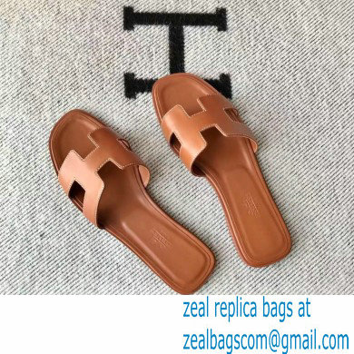 Hermes Oran Flat Sandals in Swift Box Calfskin 61