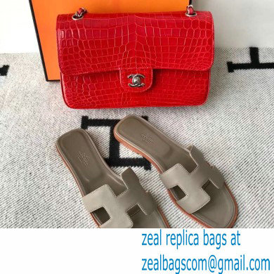 Hermes Oran Flat Sandals in Swift Box Calfskin 63