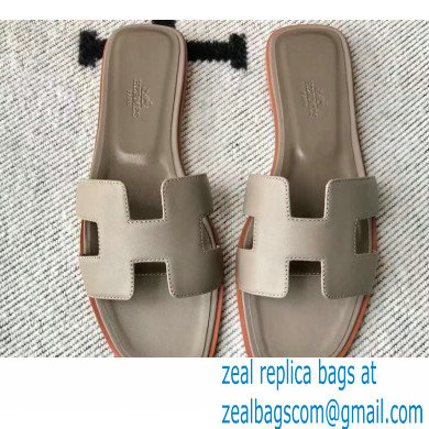 Hermes Oran Flat Sandals in Swift Box Calfskin 63