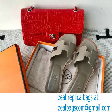 Hermes Oran Flat Sandals in Swift Box Calfskin 63