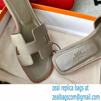 Hermes Oran Flat Sandals in Swift Box Calfskin 63