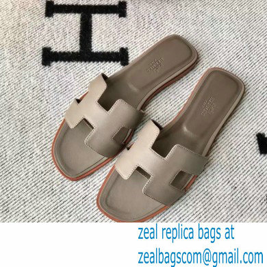 Hermes Oran Flat Sandals in Swift Box Calfskin 63