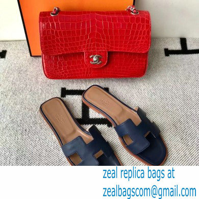 Hermes Oran Flat Sandals in Swift Box Calfskin 65