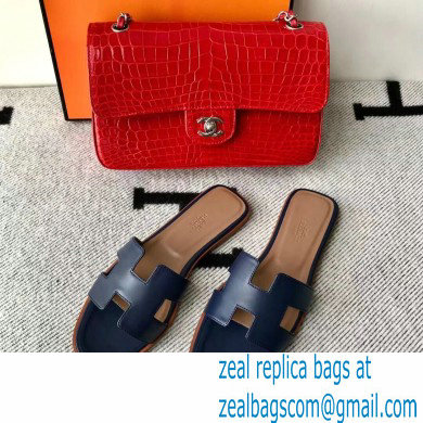 Hermes Oran Flat Sandals in Swift Box Calfskin 65