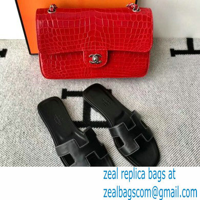 Hermes Oran Flat Sandals in Swift Box Calfskin 66