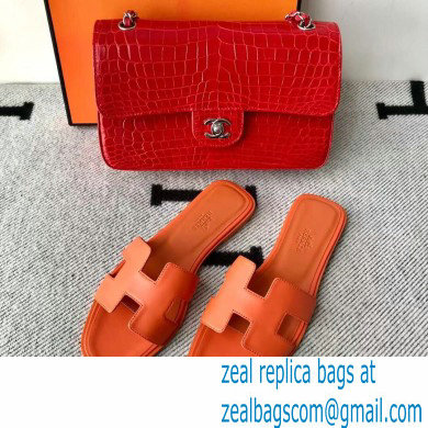 Hermes Oran Flat Sandals in Swift Box Calfskin 67