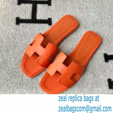 Hermes Oran Flat Sandals in Swift Box Calfskin 67