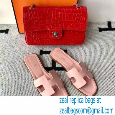 Hermes Oran Flat Sandals in Swift Box Calfskin 70