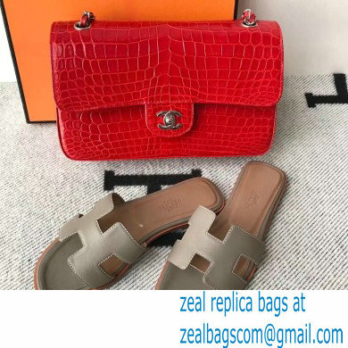 Hermes Oran Flat Sandals in Swift Box Calfskin 75