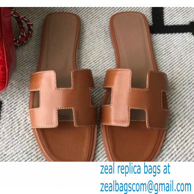 Hermes Oran Flat Sandals in Swift Box Calfskin 76