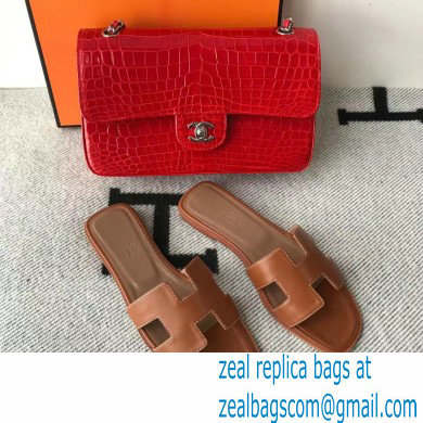 Hermes Oran Flat Sandals in Swift Box Calfskin 76