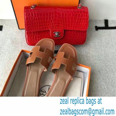 Hermes Oran Flat Sandals in Swift Box Calfskin 76