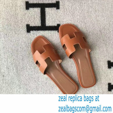Hermes Oran Flat Sandals in Swift Box Calfskin 76