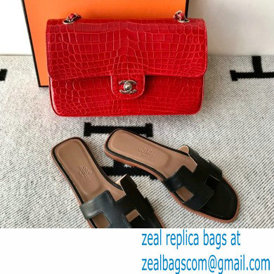 Hermes Oran Flat Sandals in Swift Box Calfskin 79