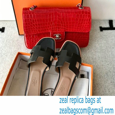 Hermes Oran Flat Sandals in Swift Box Calfskin 79