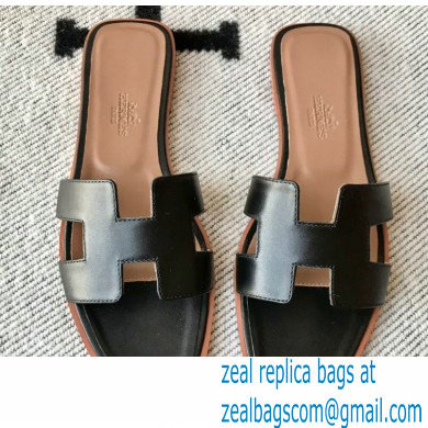 Hermes Oran Flat Sandals in Swift Box Calfskin 79