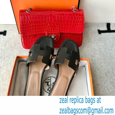 Hermes Oran Flat Sandals in Swift Box Calfskin 80 - Click Image to Close