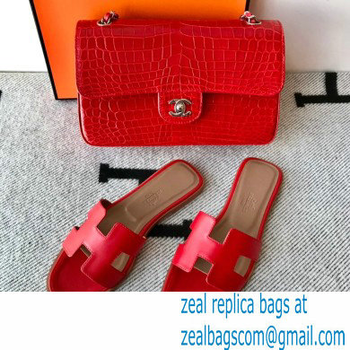 Hermes Oran Flat Sandals in Swift Box Calfskin 81