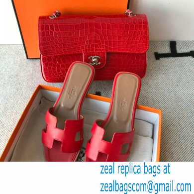 Hermes Oran Flat Sandals in Swift Box Calfskin 81