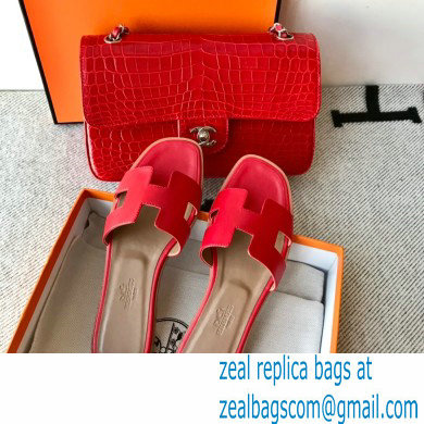 Hermes Oran Flat Sandals in Swift Box Calfskin 81