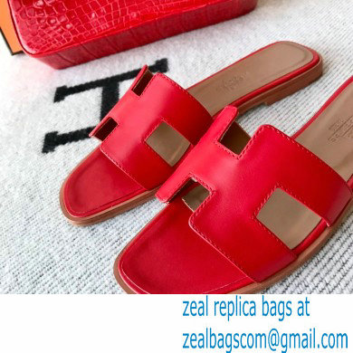 Hermes Oran Flat Sandals in Swift Box Calfskin 81