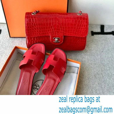 Hermes Oran Flat Sandals in Swift Box Calfskin 82