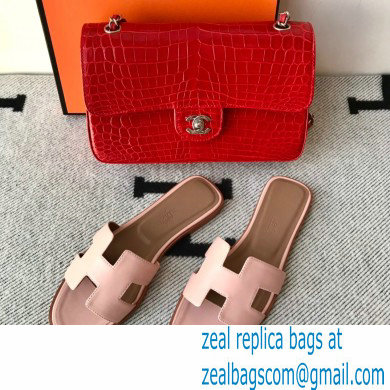 Hermes Oran Flat Sandals in Swift Box Calfskin 83