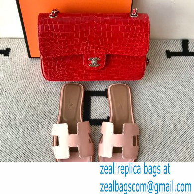 Hermes Oran Flat Sandals in Swift Box Calfskin 83