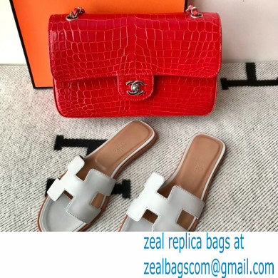 Hermes Oran Flat Sandals in Swift Box Calfskin 84