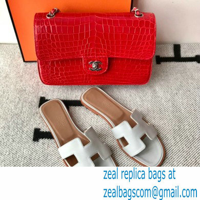 Hermes Oran Flat Sandals in Swift Box Calfskin 84