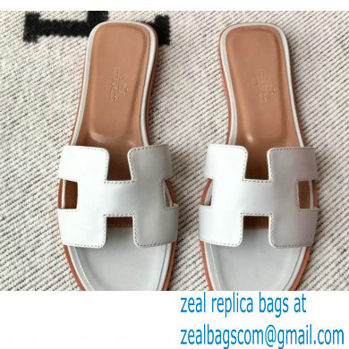 Hermes Oran Flat Sandals in Swift Box Calfskin 84