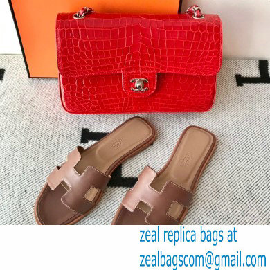 Hermes Oran Flat Sandals in Swift Box Calfskin 85