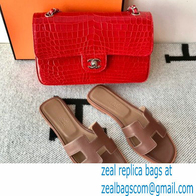 Hermes Oran Flat Sandals in Swift Box Calfskin 85