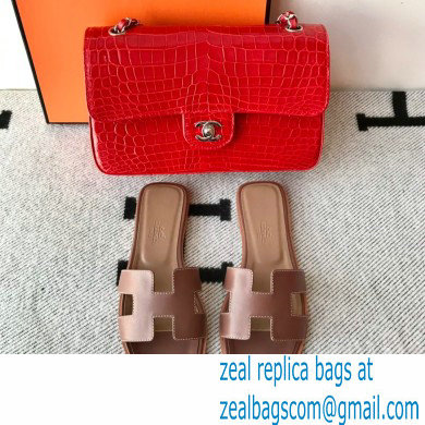 Hermes Oran Flat Sandals in Swift Box Calfskin 85